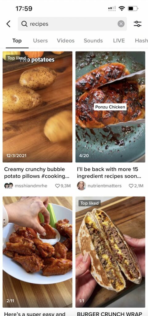 Najlepsze wyszukiwanie w TikTok