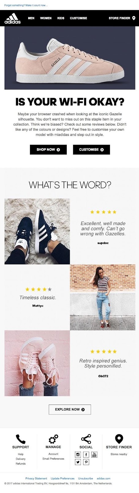 exemplo de e-mail de carrinho abandonado