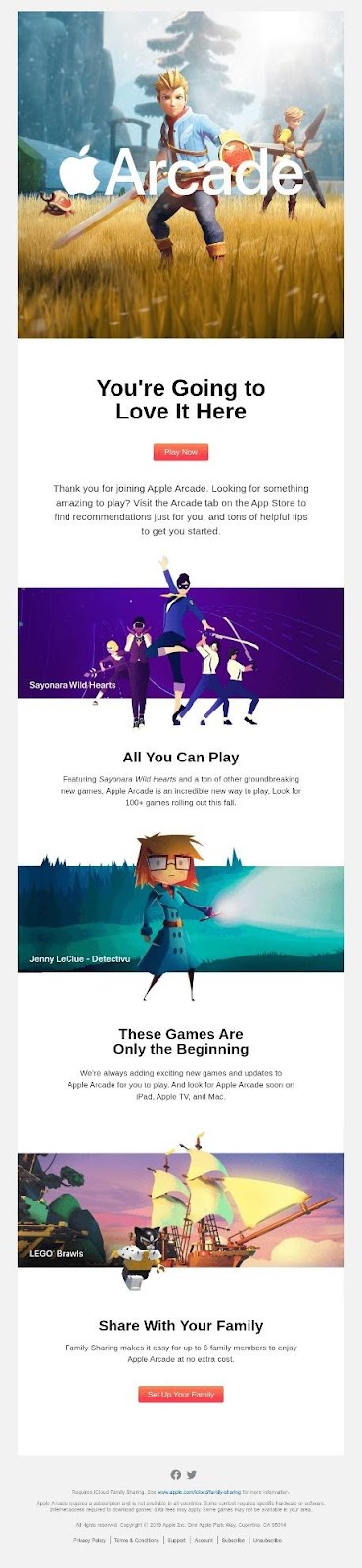 Arcade | exemplo de e-mail de novo assinante