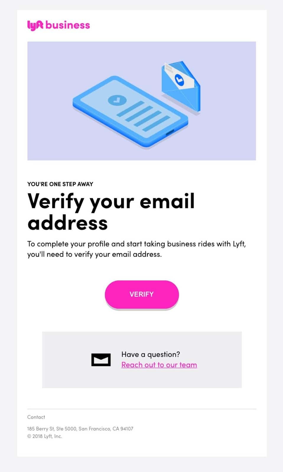 Exemplo de e-mail comercial do Lyft