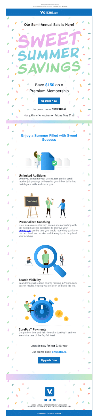 Voices.com 电子邮件示例销售