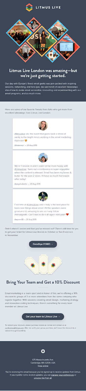 Litmus Live 特别活动电子邮件