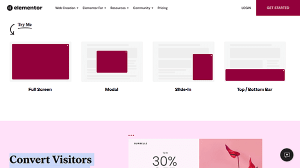 elementorCTAおよびポップアップ機能