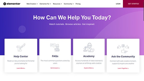 elementorカスタマーサポート