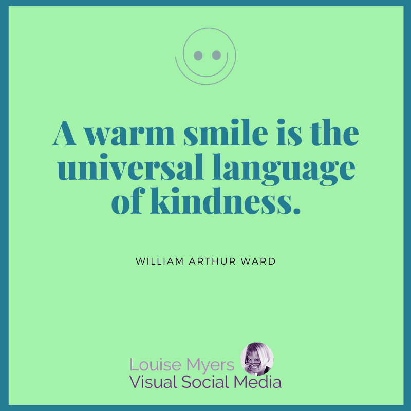 el gráfico de color verde dice que una sonrisa es el lenguaje universal.