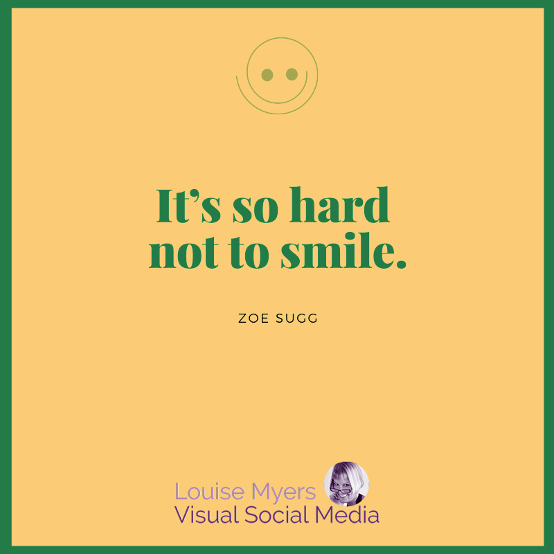 el gráfico amelocotonado dice que es tan difícil no sonreír.