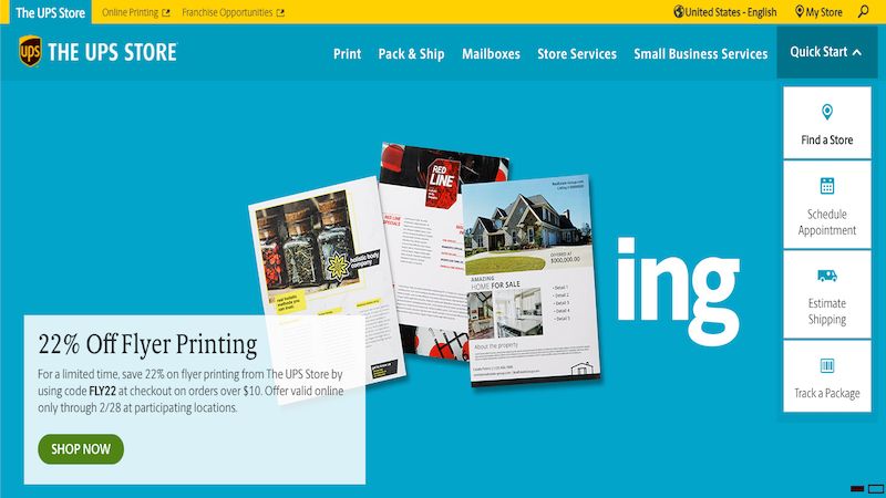 الصفحة الرئيسية لمتجر UPS