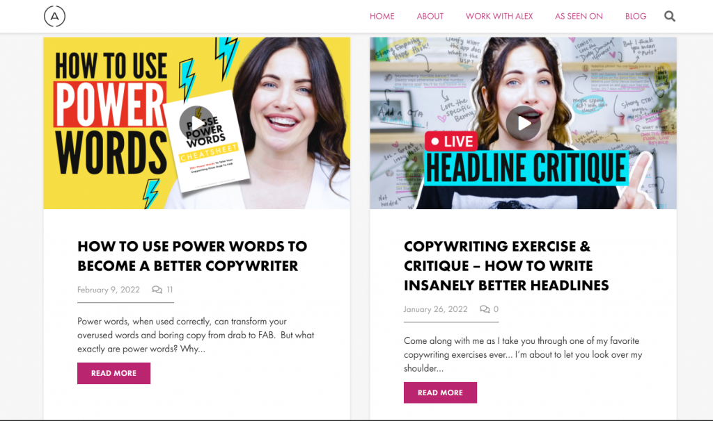 لقطة شاشة لـ Alex Cattoni - قائمة أفضل خبراء التسويق عبر الإنترنت - Copify blog 2