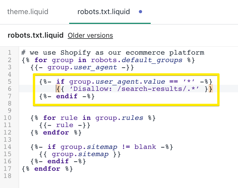 Shopify การแก้ไข robots.txt