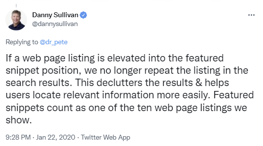 Un tuit de Danny Sullivan