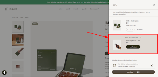 pagina del prodotto di vendita incrociata