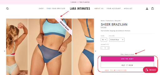 Pagina del prodotto CTA