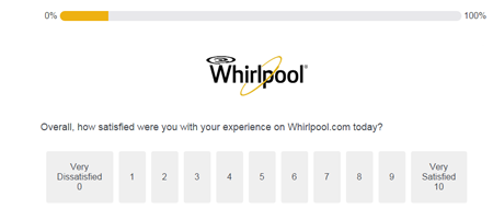 ワールプール調査の質問 whirlpool-qualtrics site intercept-survey question example-web survey tools pricing to execution