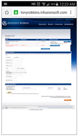 Anthony Robbins Ödeme Formu Mobil