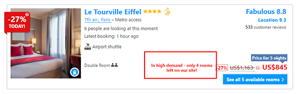 ตัวอย่างการขาดแคลน Bookingdotcom