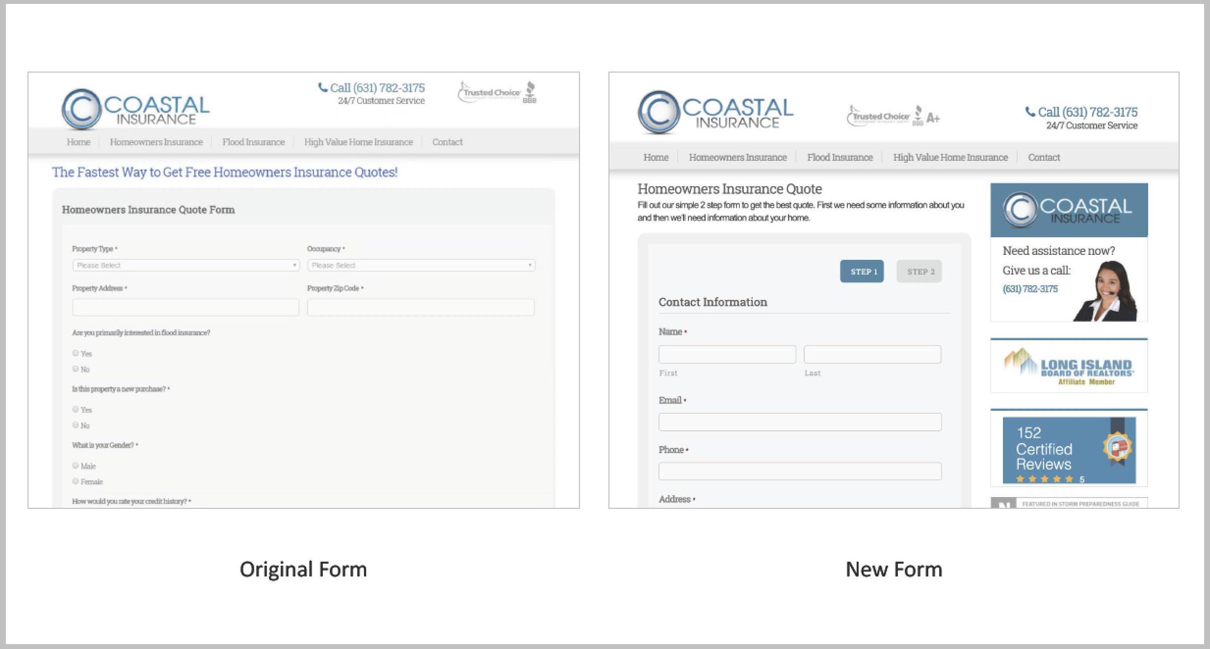 Asigurare de coastă originală vs formular nou Coastal Insurance Original vs New Form