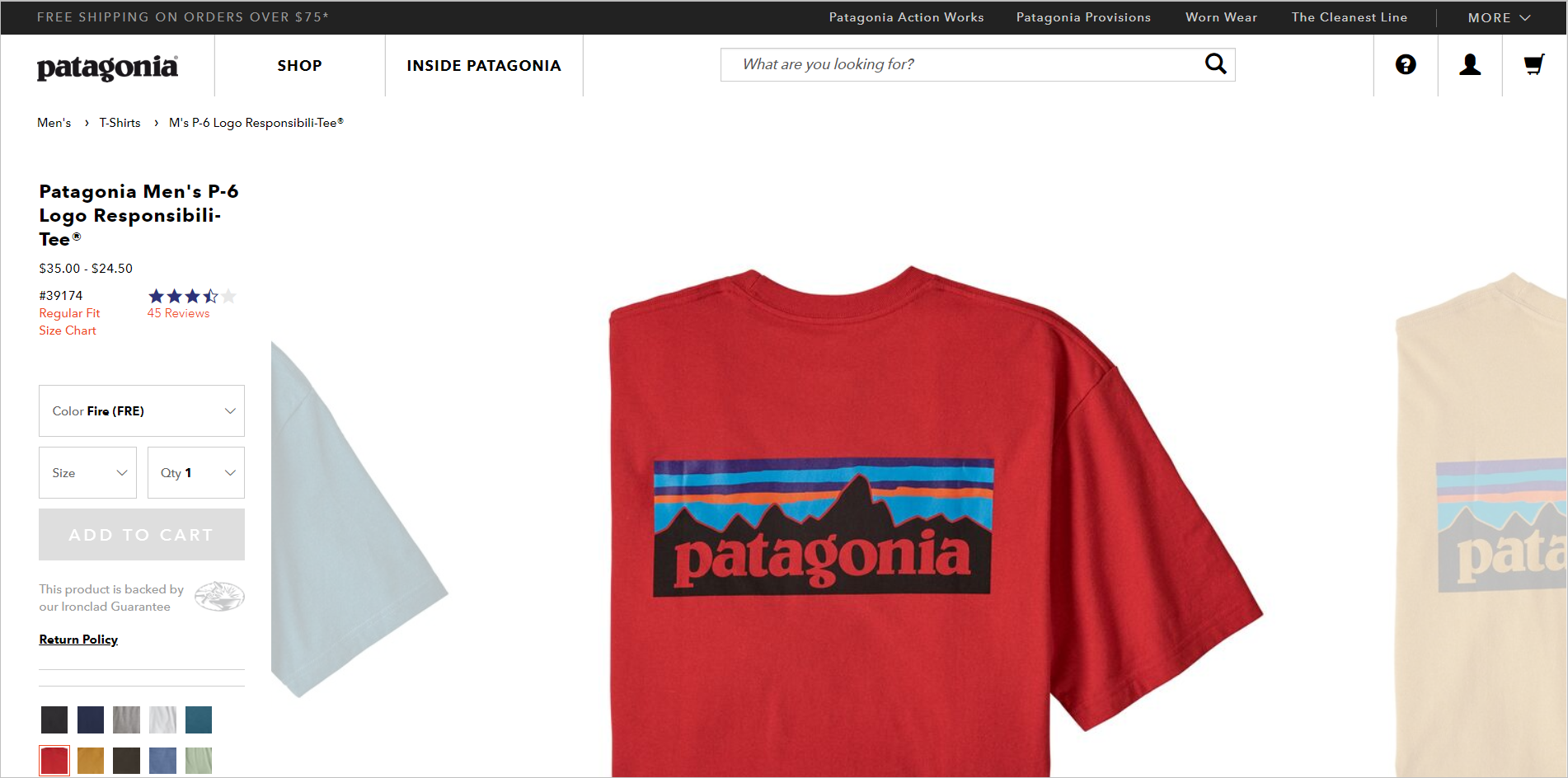 Patagonia.com PDP trendy web design pitfalls - deviation from web conventions example - patagonia's product detail page with the action block on the left and the product image on the right