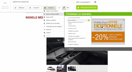 Obraz edytora WYSIWYG narzędzia do testowania witryny Kameleoon