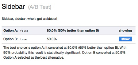 Obraz wtyczki testującej witrynę Vanity dla Ruby on Rails