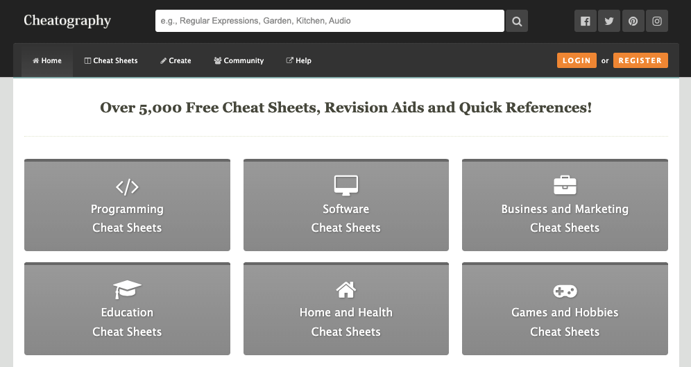 치트그래피에 대한 치트 시트 생성 및 다운로드
