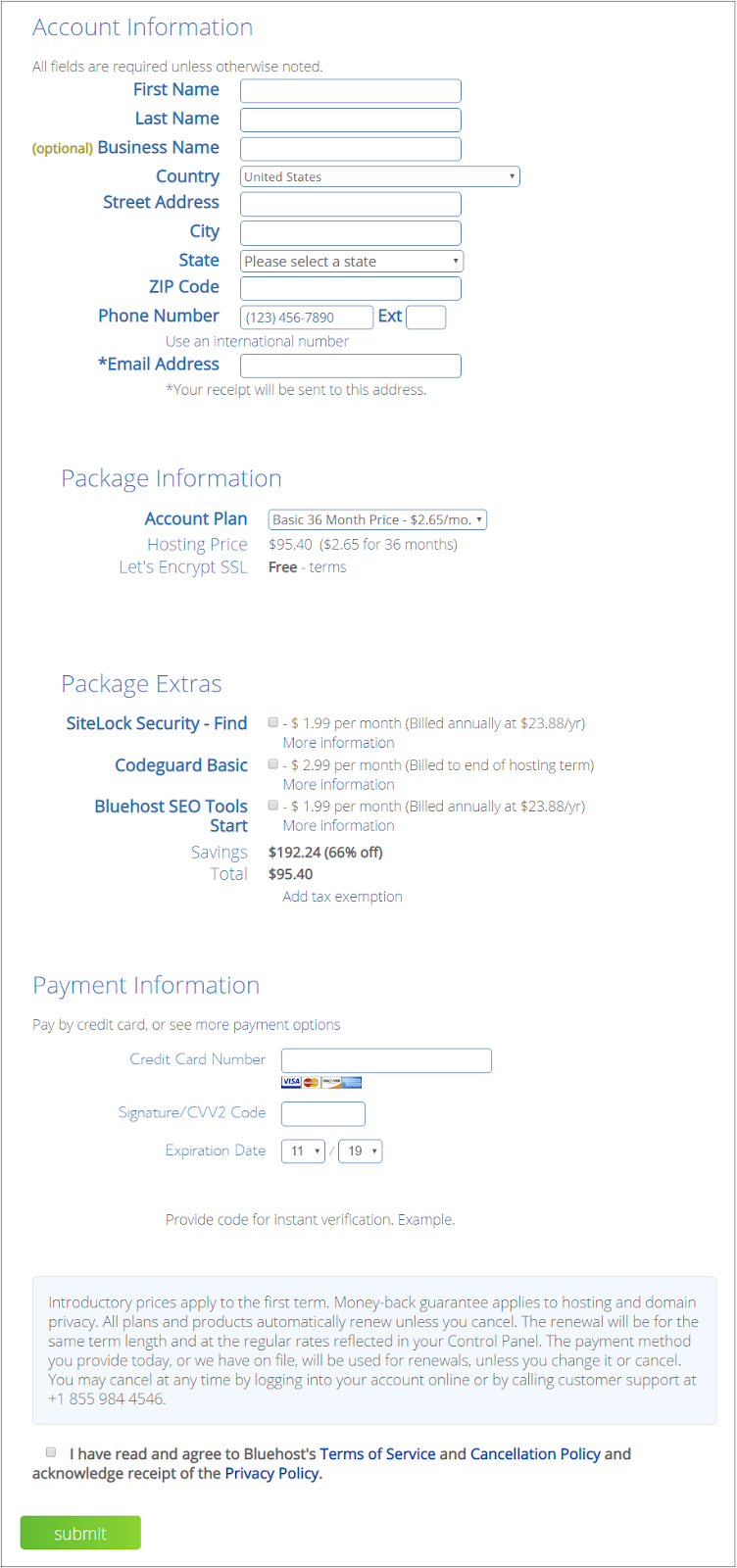 add account information