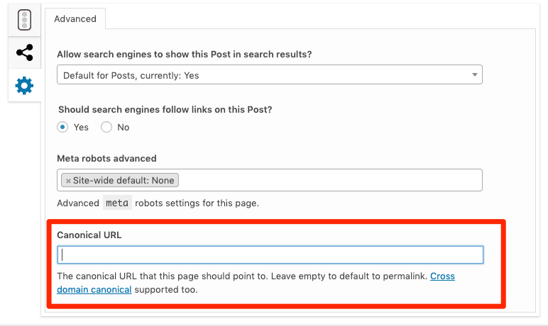 Ejemplo de dónde puede agregar una URL canónica para decirle al motor de búsqueda qué página incluir en las SERP.