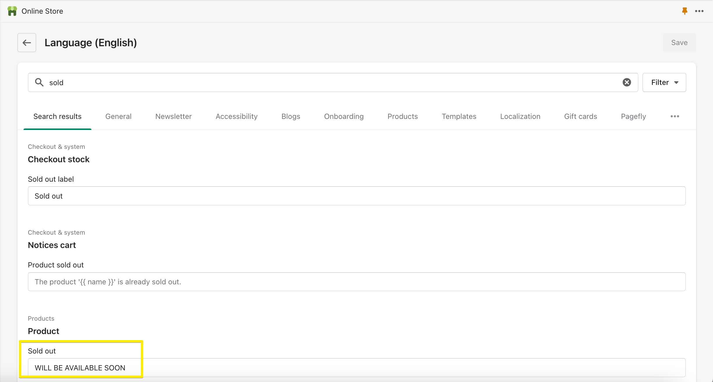 Shopifyで売り切れの文言を編集する