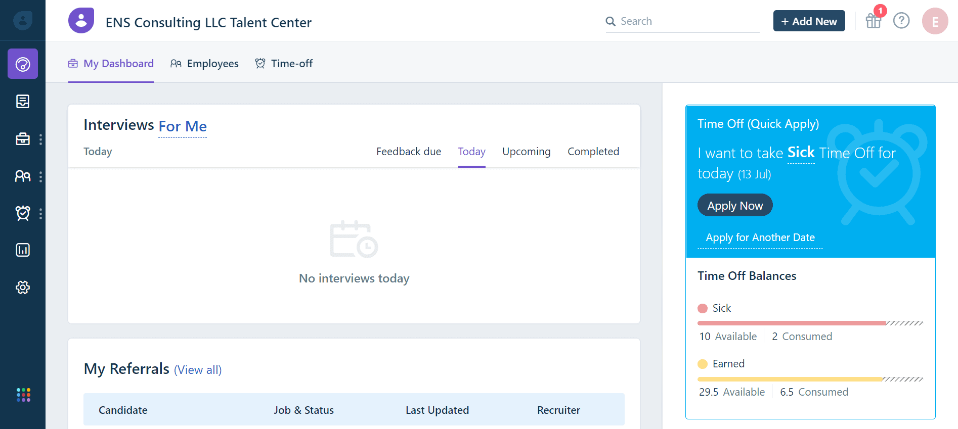 dashboard della squadra fresca