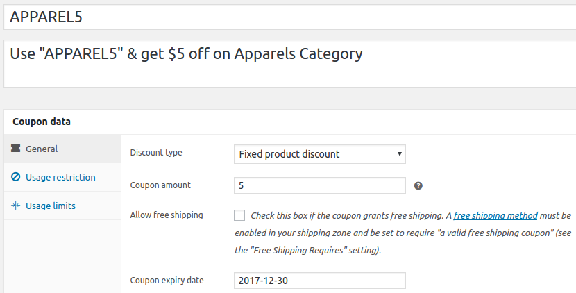 definir a expiração do nome para a regra de desconto