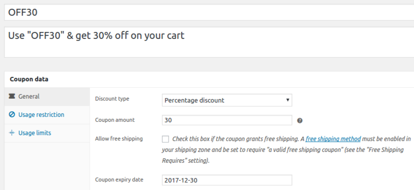 definir a expiração do nome para a regra de desconto