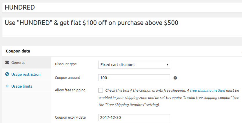 definir a expiração do nome para a regra de desconto