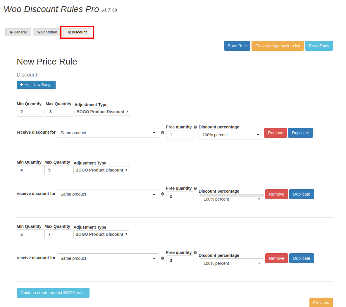 13 Registerkarte BOGO-Rabatt