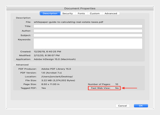propiedades de la descripcion del documento pdf