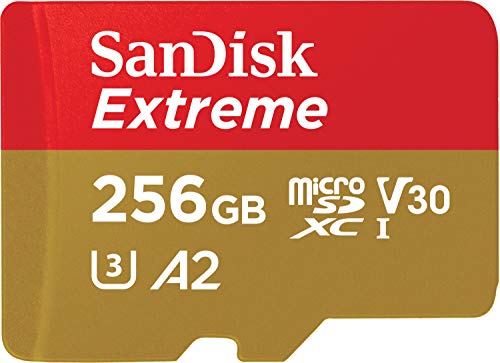 Tarjeta de memoria SanDisk Extreme microSDXC UHS-I de 256 GB con adaptador - C10, U3, V30, 4K, 5K, A2, tarjeta Micro SD - SDSQXAV-256G-GN6MA