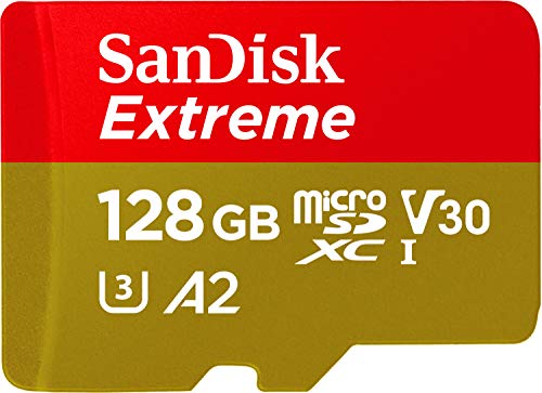 Tarjeta de memoria SanDisk Extreme microSDXC UHS-I de 128 GB con adaptador - Hasta 160 MB/s, C10, U3, V30, 4K, A2, Micro SD - SDSQXA1-128G-GN6MA