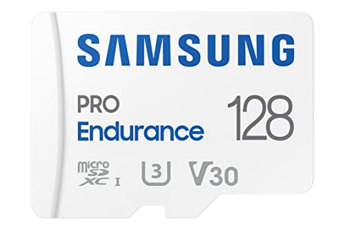 Tarjeta de memoria SAMSUNG PRO Endurance MicroSDXC de 128 GB con adaptador para Dash Cam, Body Cam y cámara de seguridad - Clase 10, U3, V30 (MB-MJ128KA/AM)