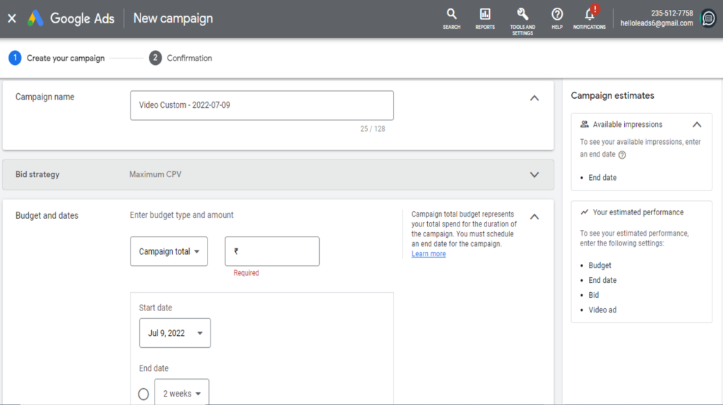 Numele și data campaniei