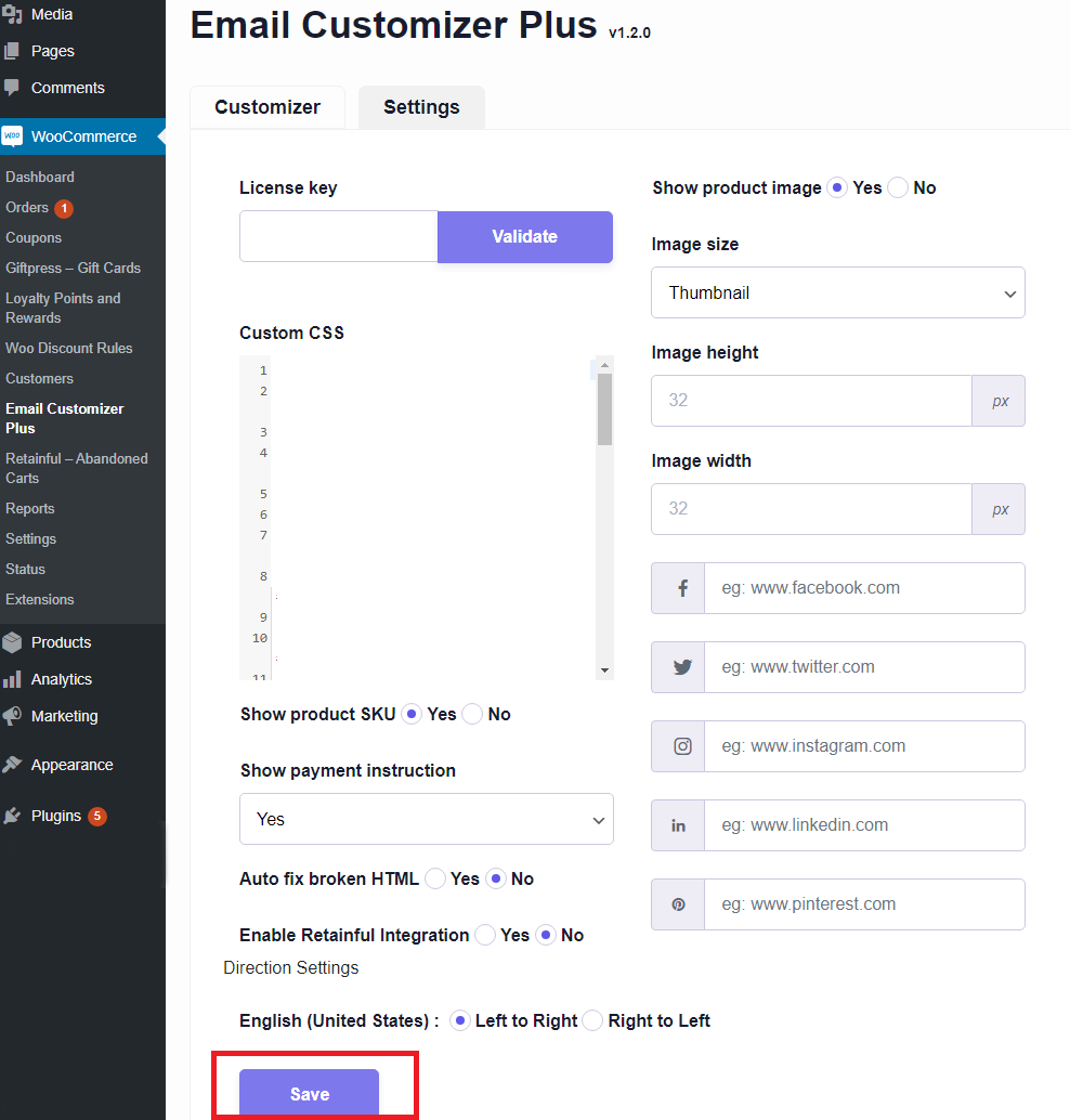 05 e-mail opțiune de salvare css