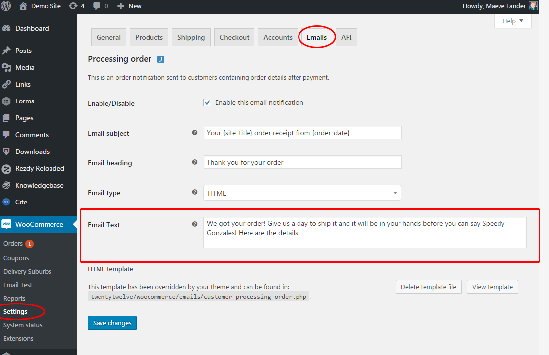 E-Mail-Text-Customizer für WooCommerce email text customizer for woocommerce
