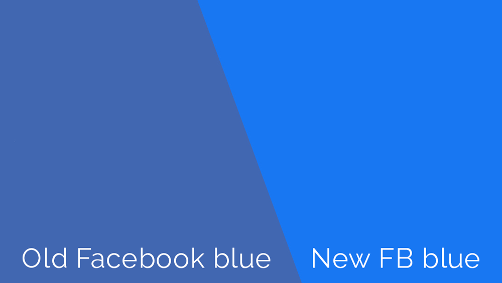Facebook antiguo azul comparado con el nuevo azul.