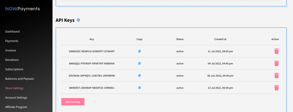 Crearea unei chei API