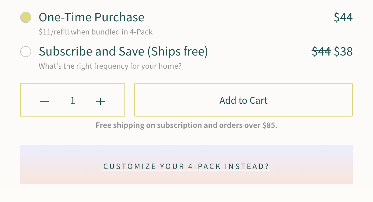 Abonelikler yoluyla müşteriyi elde tutma Eddi için çok önemlidir, bu nedenle abonelik seçmenin faydaları ürün sayfasında açıkça vurgulanır