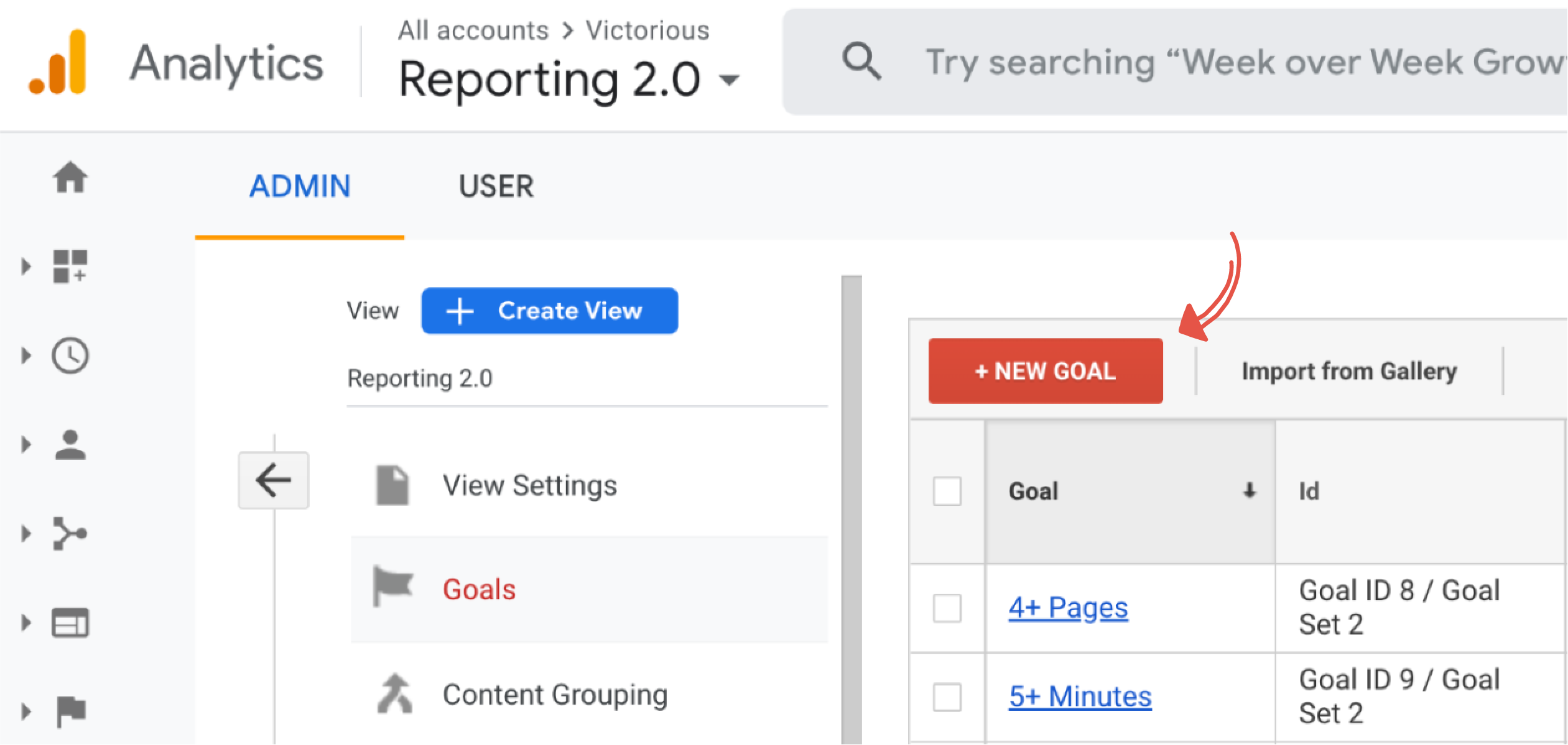 قائمة مشرف Google Analytics