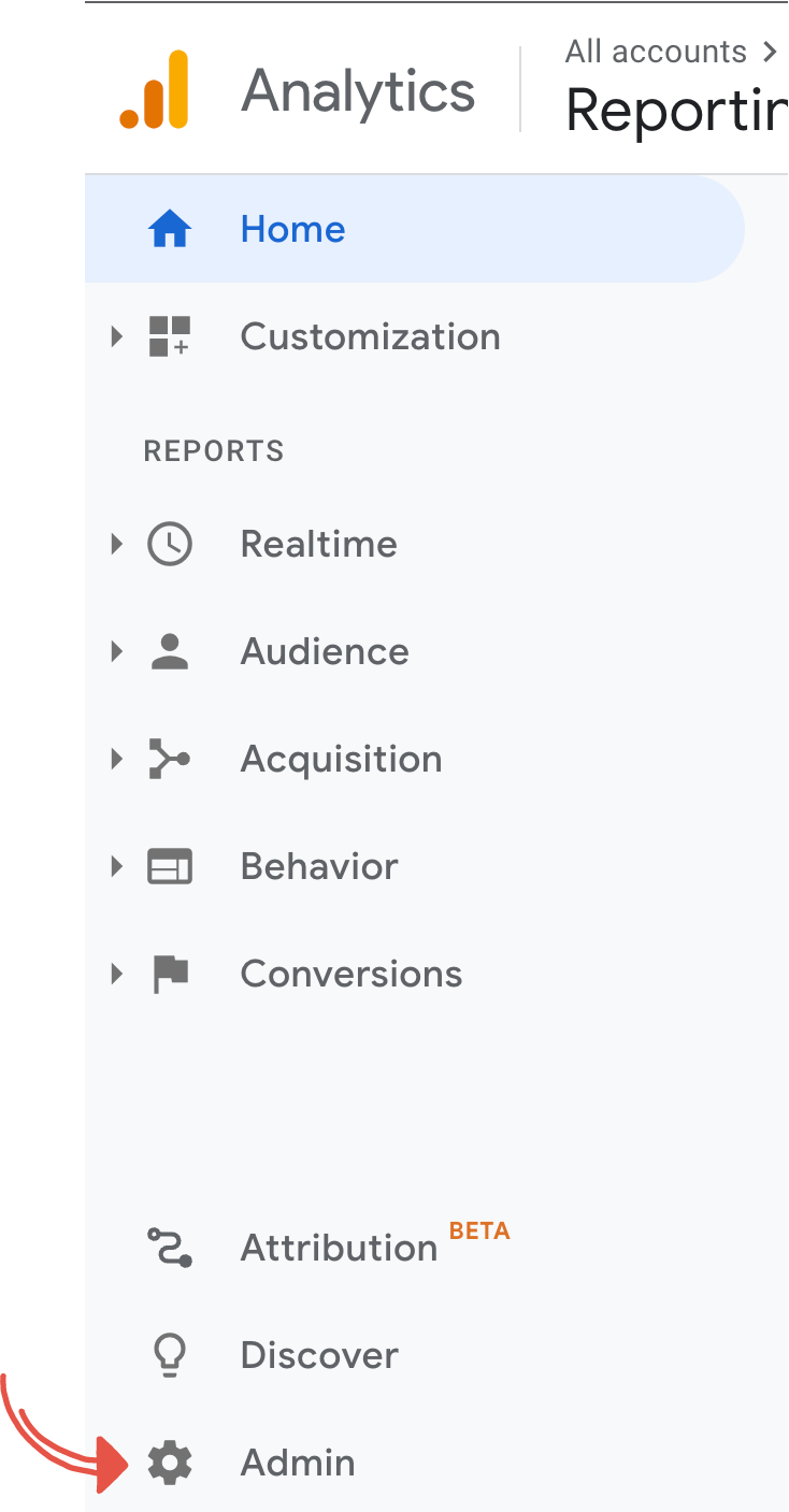 قائمة مشرف Google Analytics