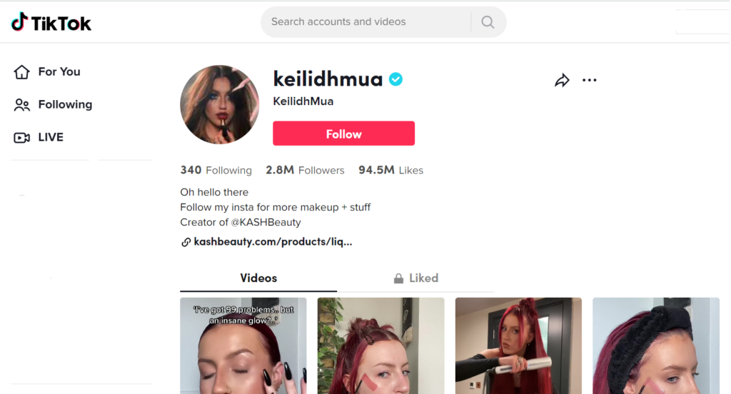 Keilidh Mua هي فنانة المكياج الأكثر متابعة على TikTok في أيرلندا