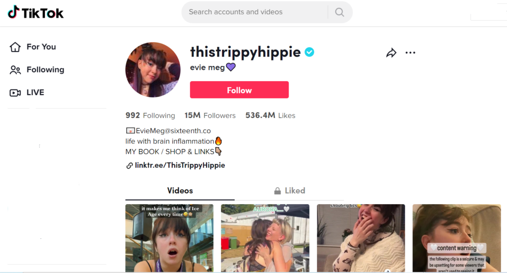 تركز Evie-Meg على محتوى TikTok الخاص بها حول ما يشبه العيش مع متلازمة توريت