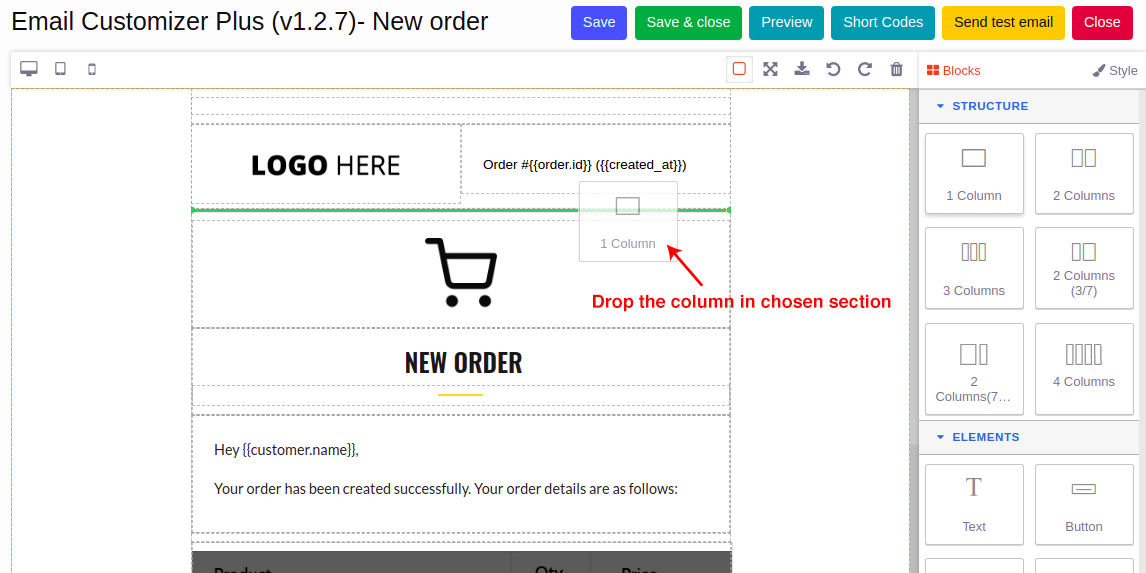 21 將所選目的地附近的列拖放