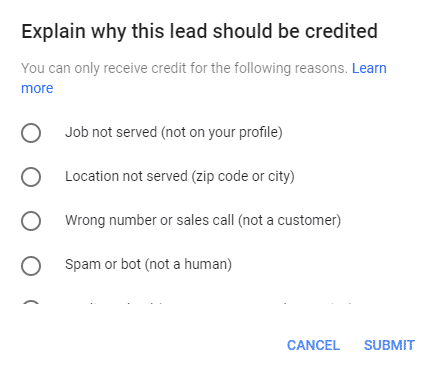 Contester un prospect dans Google Local Services