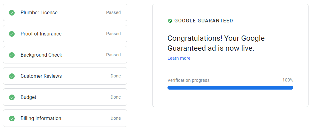 Documents de vérification de la publicité Local Services