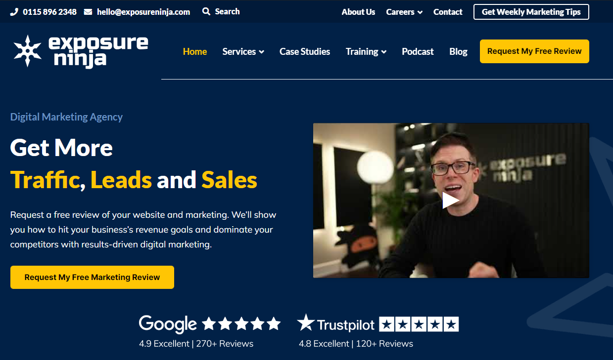 مثال لفيديو الصفحة الرئيسية على الصفحة الرئيسية Exposure Ninja